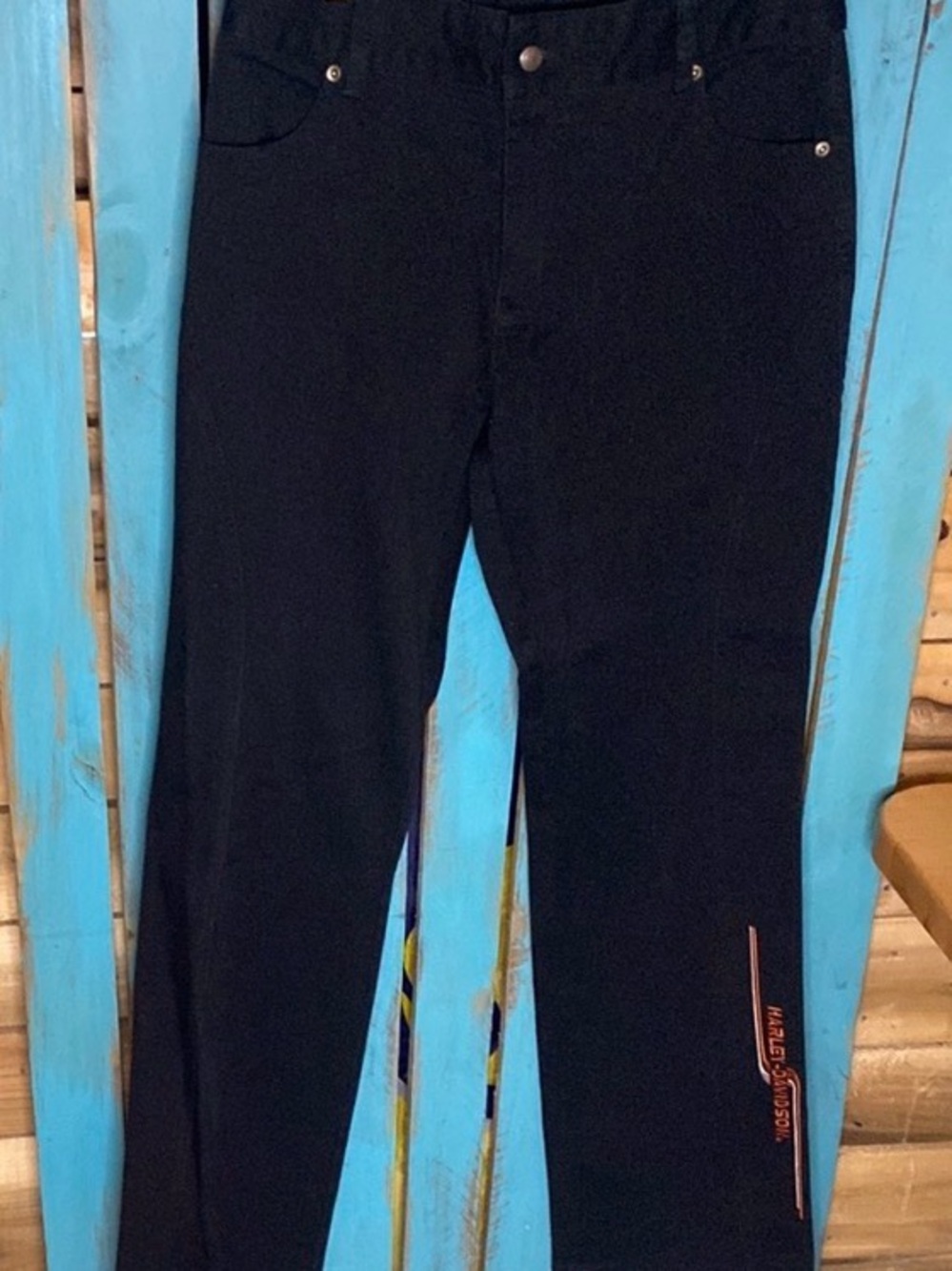 Harley-Davidson Racing Black pants size 6 long embroidered on left leg inseam 33